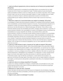 ¿Qué es la eficacia operacional y cómo se relaciona con la frontera de la productividad?. Página 1