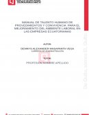 Manual de talento Humano de provedimientos y convivencia para el mejoramiento del ambiente laboral en las empresas ecuatorianas