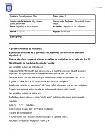 Algoritmo de tablas de multiplicar. Página 1