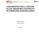 Lineamientos para la gestión de los programas nacionales de formación avanzada (PNFA)