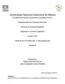 Sección de Química Orgánica . Reporte 2 Recristalizacion