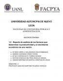 Macroeconomia. Reporte de análisis de los factores que determinan la productividad y el crecimiento económico de una nación