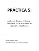 Medida y Mejora del factor de potencia en receptores monofásicos