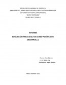 Educación para adultos como política de desarrollo