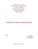 Análisis crítico sobre la industria petrolera