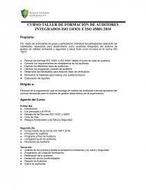 Curso-taller de formación de auditores integrados ISO 14OO1 e ISO 45001:2018. Página 1