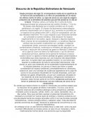 Discurso de la Republica Bolivariana de Venezuela