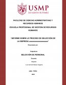 Informe sobre le proceso de selección de la empresa