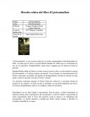 Reseña critica del libro El psicoanalista