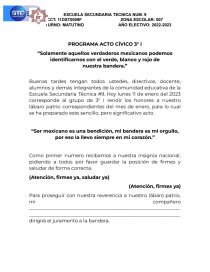 Programa acto cívico 3°. Página 1