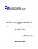 Importancia de la relación entre la organización y su entorno en el establecimiento y constitución de la razón de ser o Concepto (Misión y Cultura) de la organización empresarial