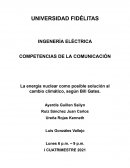 La energía nuclear como posible solución al cambio climático, según Bill Gates
