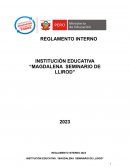 Reglamento interno IE “Magdalena Seminario De Llirod”