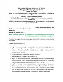 Taller de Lectura, Redacción e Iniciación a la Investigación Documental IV. Página 1