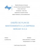 Diseño de plan de mantenimiento a la empresa Hercar 15 C.A