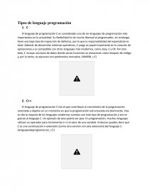 Tipos de lenguaje programación. Página 1