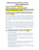 Primera evaluación: Gestión del talento humano