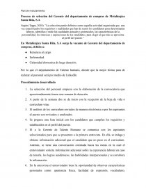 Proceso de selección del Gerente del departamento de compras de Metalúrgica Santa Rita, S.A. Página 1