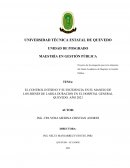 El control interno y su incidencia en el manejo de los bienes de larga duracion en el hospital general quevedo. año 2021