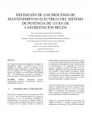 Definición de los procesos de mantenimiento eléctrico del sistema de potencia de 115 KV de la subestación Belén