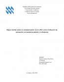 Mapa mental sobre la caracterización de la UNA como institución de educación universitaria abierta y a distancia