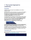 The Current Approach to Leadership