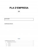 Pla d’empresa de activitat emprenedors/es. Índex