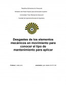 Desgastes de los elementos mecánicos en movimiento para conocer el tipo de mantenimiento para aplicar