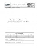 Procedimientos de Trabajo Correcto. Mantención Básica de Camión y Otros Equipos