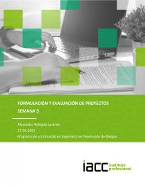Tarea Semana 3 Formulacion y evaluacion de proyecto IACC. Página 1