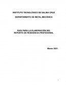 Estructura del reporte de residencia profesional (Manual de lineamiento TECNM-2015, ANEXO XXVlll)