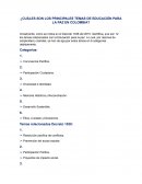 ¿Cuáles son los principales temas de educación para la paz en Colombia?