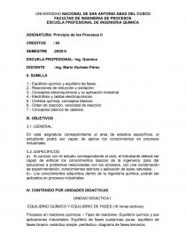 Silabo .Quimica Principio de los Procesos II. Página 1