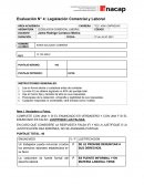 Evaluación N° 4: Legislación Comercial y Laboral