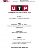 Redacción para el informe de recomendación (versión final)