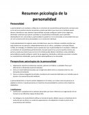 Resumen: psicologia de la personalidad