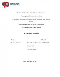 Taller de datos primitivos en lenguajes de programacion. Página 1