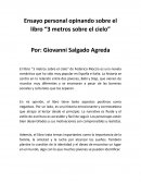Ensayo personal opinando sobre el libro “3 metros sobre el cielo”