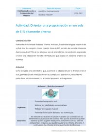 Actividad: Orientar una programación en un aula de El 5 altamente diversa. Página 1