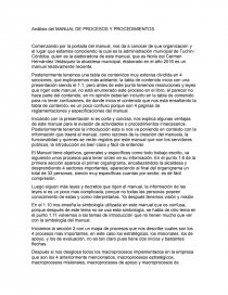 Análisis del Manual de procesos y procedimientos. Página 1