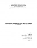 Importancia de la Admnistracion de Recursos Humanos en Venezuela