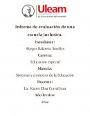 Informe de evaluación de una escuela inclusiva