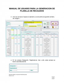 Manual de usuario para la generación de planilla de recaudos. Página 1