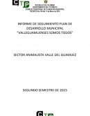 Informe de seguimiento plan de desarrollo municipal “Valleguamuenses somos todos”