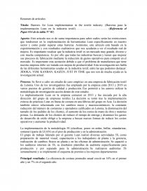 Barreras para la implementación Lean en la industria. Página 1