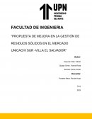 Propuesta de mejora en la gestión de residuos sólidos en el mercado Unicachi Sur
