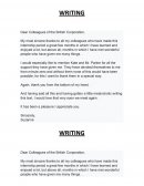 Writing. Dear Colleagues of the British Corporation