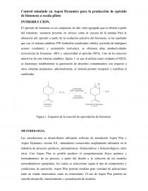Control simulado en Aspen Dynamics para la producción de epóxido de limoneno a escala piloto (resumen). Página 2