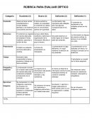 Rúbrica para evaluar díptico