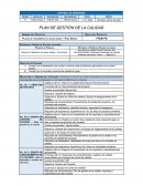 Plan de gestión de la calidad